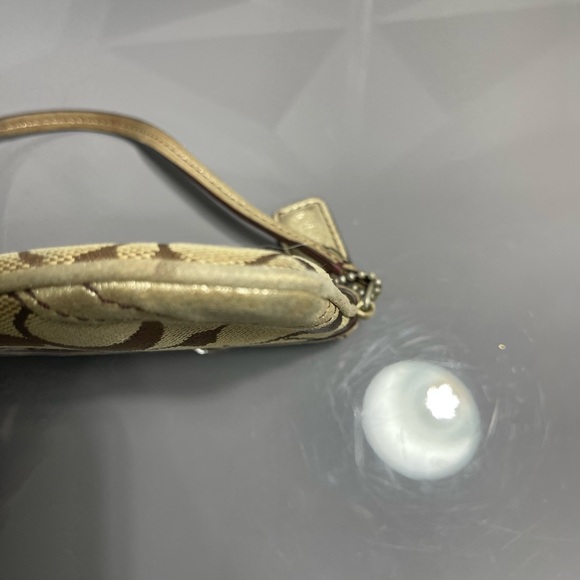 Coach Tan and Gold Signature Wristlet with Embellishments - Picture 5 of 10